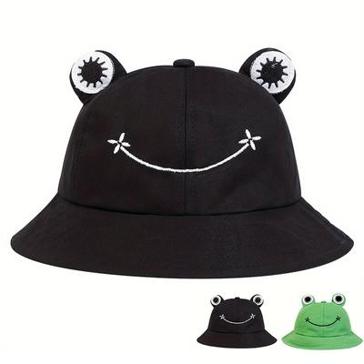Children Frog Decoration Fisherman Hat Boys and Girls Outdoor Travel Sunscreen Hats Fashion and Cute Bucket Cap Casual Caps