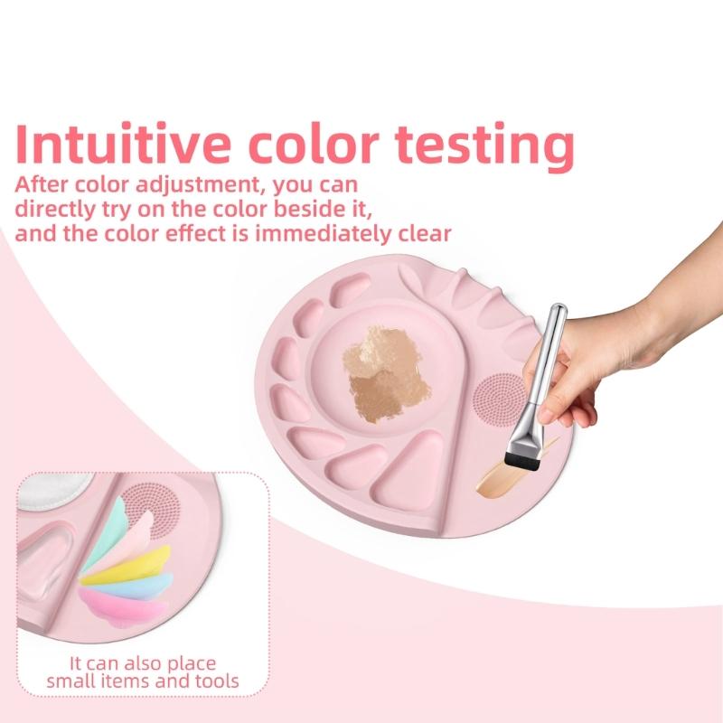 Portable Silicone Cosmetic Palette with Smooth Surfaces for Quick Cleanup and Travel Friendly Makeup Adjustments
