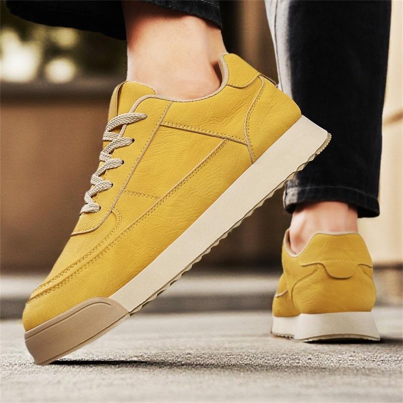 Retro Fashion Men Lace-up Casual Sneakers  Brown Men's Low Sneakers Breathable Flat Shoes Trainers  Big Size 45