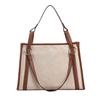 New simple casual large-capacity linen handbag fashion trend contrasting color shoulder bag commuter tote bag