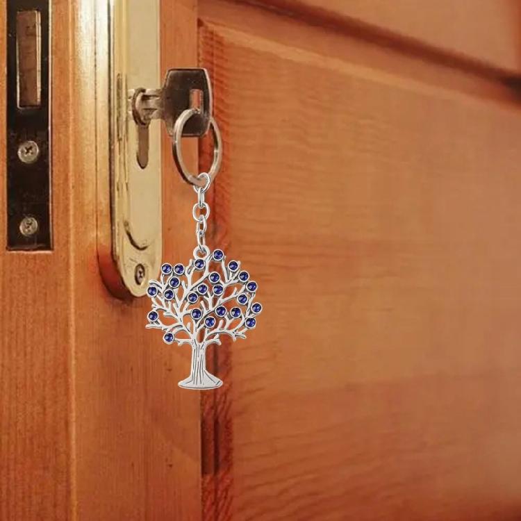 Beautiful Handmade Key Holder Accessory With Symbolic Tree Charm And Eye Catching Rhinestones Highlight