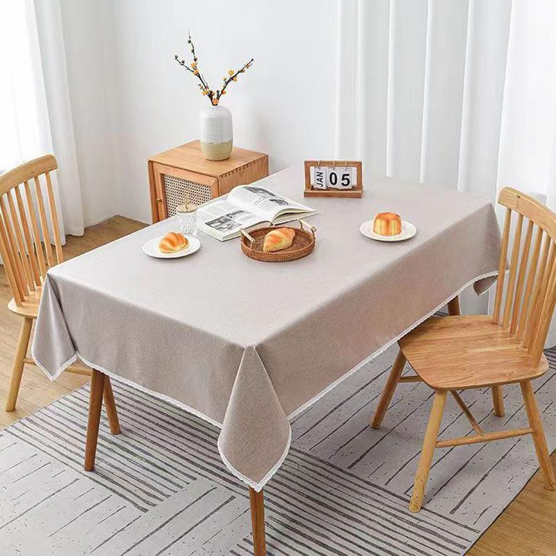 Tablecloth Waterproof and Oil-proof Household High-end Solid Color Tablecloth Lace Rectangular Tablecloth Dirt-resistant and Wear-resistant