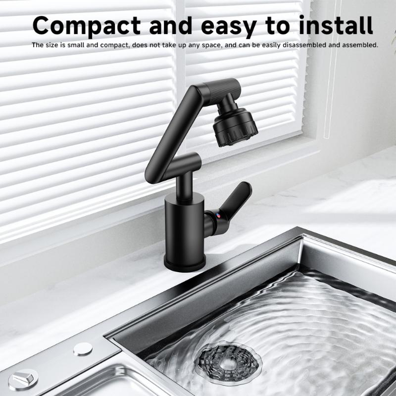 Kitchen Faucet 360-Degree Swivel Spout Kitchen Bathroom Faucet Stainless Steel Mechanical Arm Design Hot and Cold Mixer