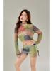 2025 Women's High-End Long Sleeve Swimsuit - Polyester Spandex, Flat Leg, Drawstring Beachwear for Vacations