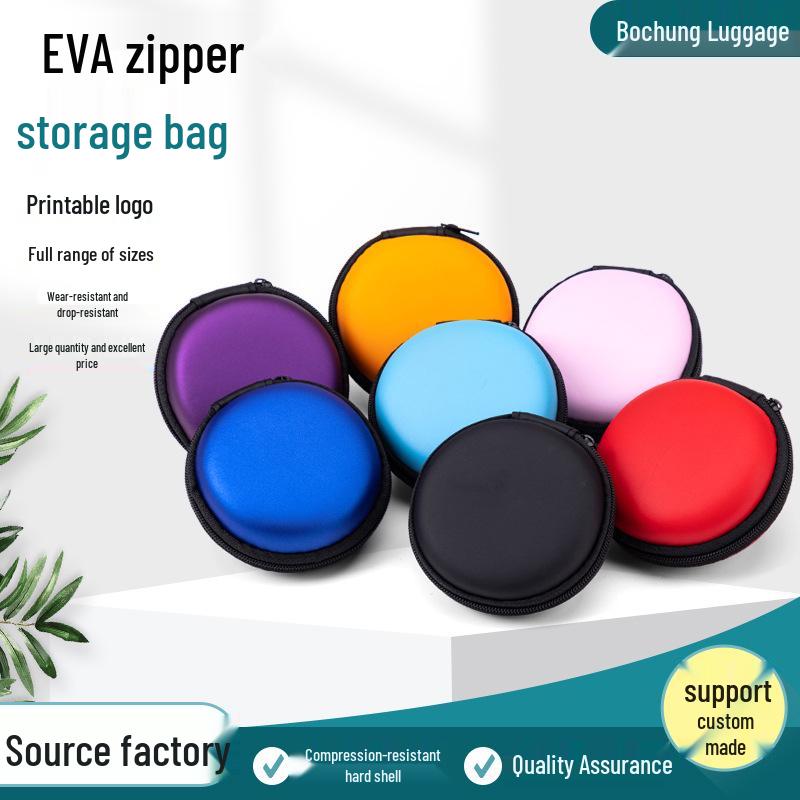 Round EVA Earphone Storage Case - Multifunctional Bluetooth Earbud Organizer
