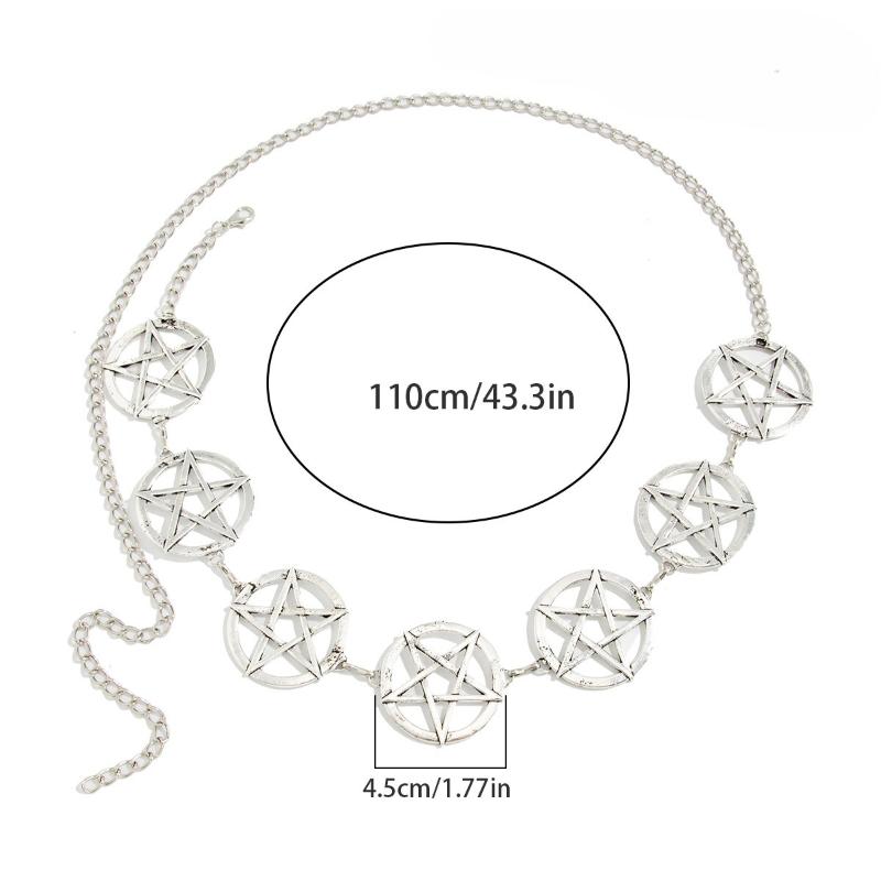 Y2K Gothic Style Women'S Waist Chain Pentagram Metal Decoration Punk Style Halloween Accessories Gifts