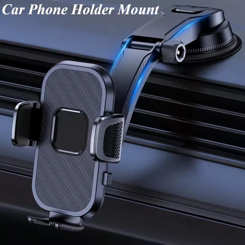 Upgrade Car Phone Holder Mount, Universal Cell Phone Car Mount for Dashboard Car Dash Mount Mobile Holder for iPhone, Samsung And Android Smart Phones