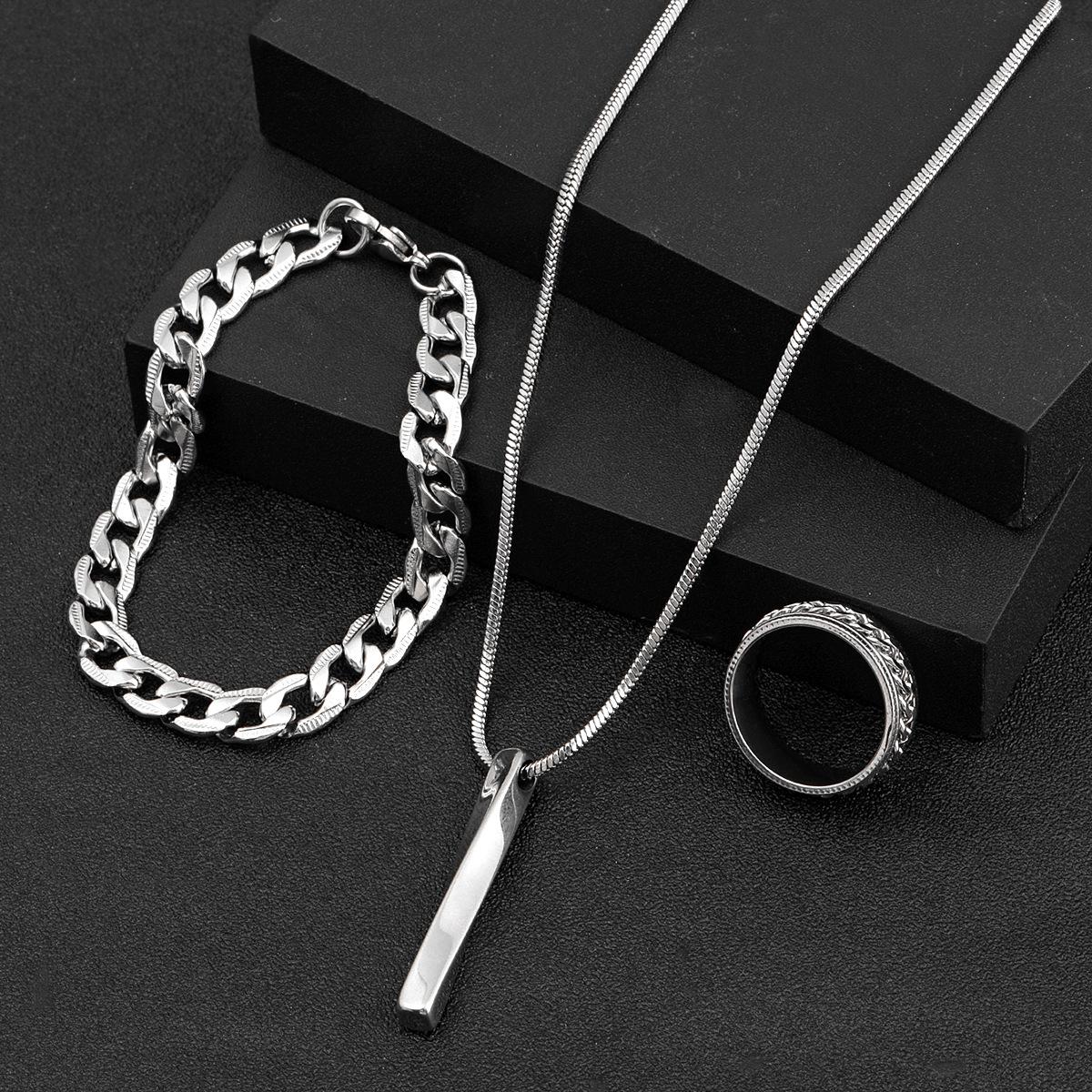 Titanium Steel Jewelry Casting Cross Snake Bone Chain Necklace Fashion Hip Hop Stainless Steel Bracelet Factory Steel color style1