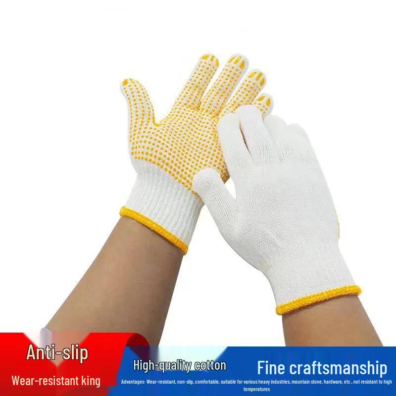 Yellow Dotted Wool Work Gloves Standard