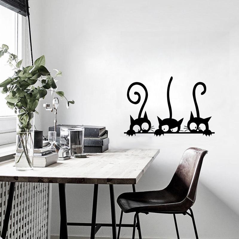 Three Funny Cats Wall Sticker Home Decor Kids Room Living Room Background Decoration Mural Art Decals Cute Animal Stickers