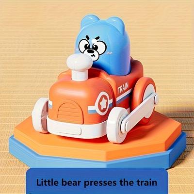 Inertia Powered Train and Car Toy Set, ABS Material, Squeeze and Release Action, Dinosaur/Bear/Duck Design, Unisex Playset for Boys and Girls