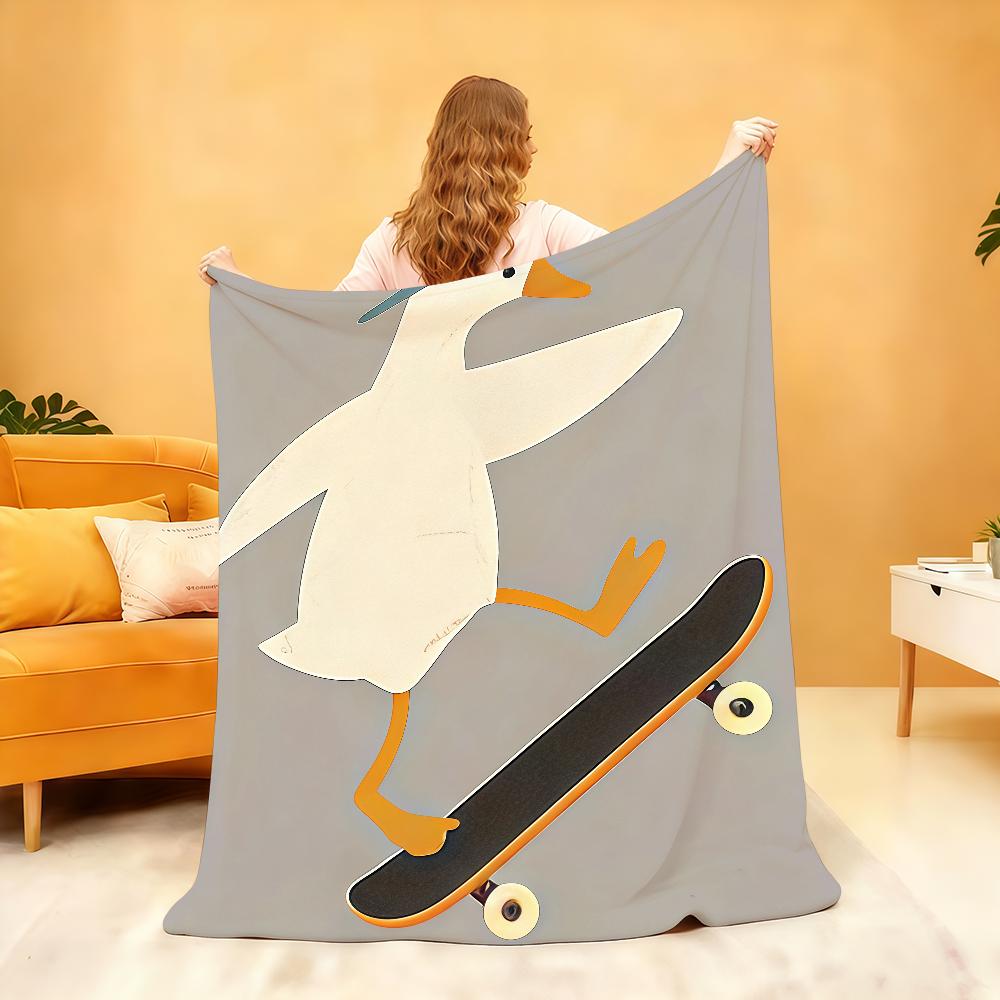 Funny Animals Duck Goose Skateboard Blanket For Soft Throw Blanket for Picnic Bed Sofa Home Bedroom Cozy Warm Comfortable