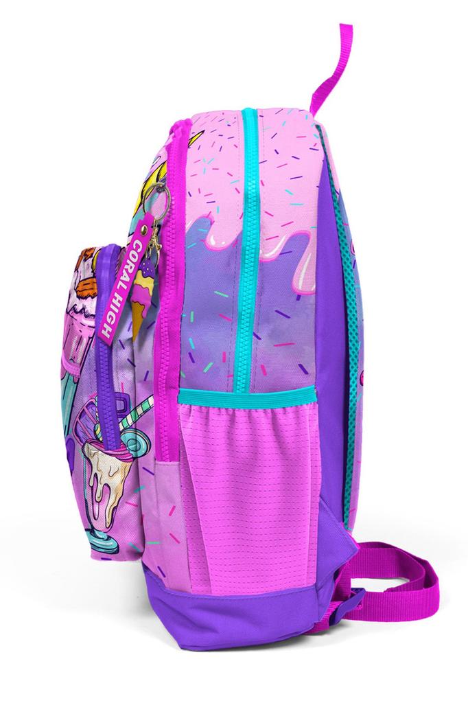 coral high Rosa-lila Milchshake-Eiscreme-gemusterter Schulrucksack für Kinder 23749