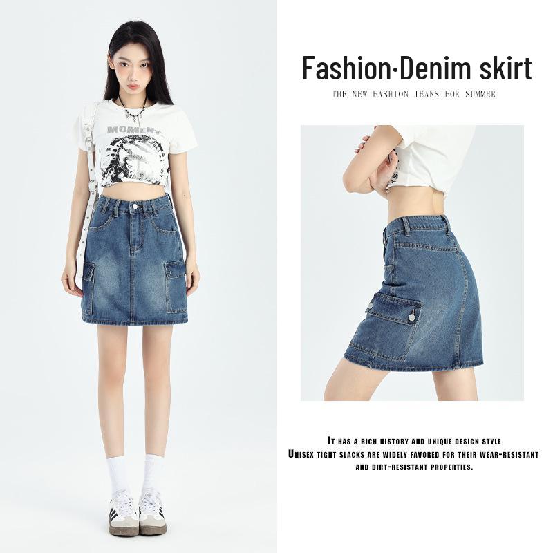 

Women s High-Waist Denim A-Line Mini Skirt - Trendy, Slimming, and Versatile for Summer XL