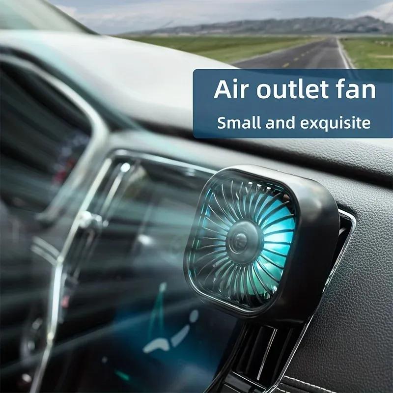 USB Car Air Outlet Cooling Fan Mini Color LED Light Low Noise Car Clip Fan 3 Speed Auto Interior Air Conditioner Cooler Car Fan