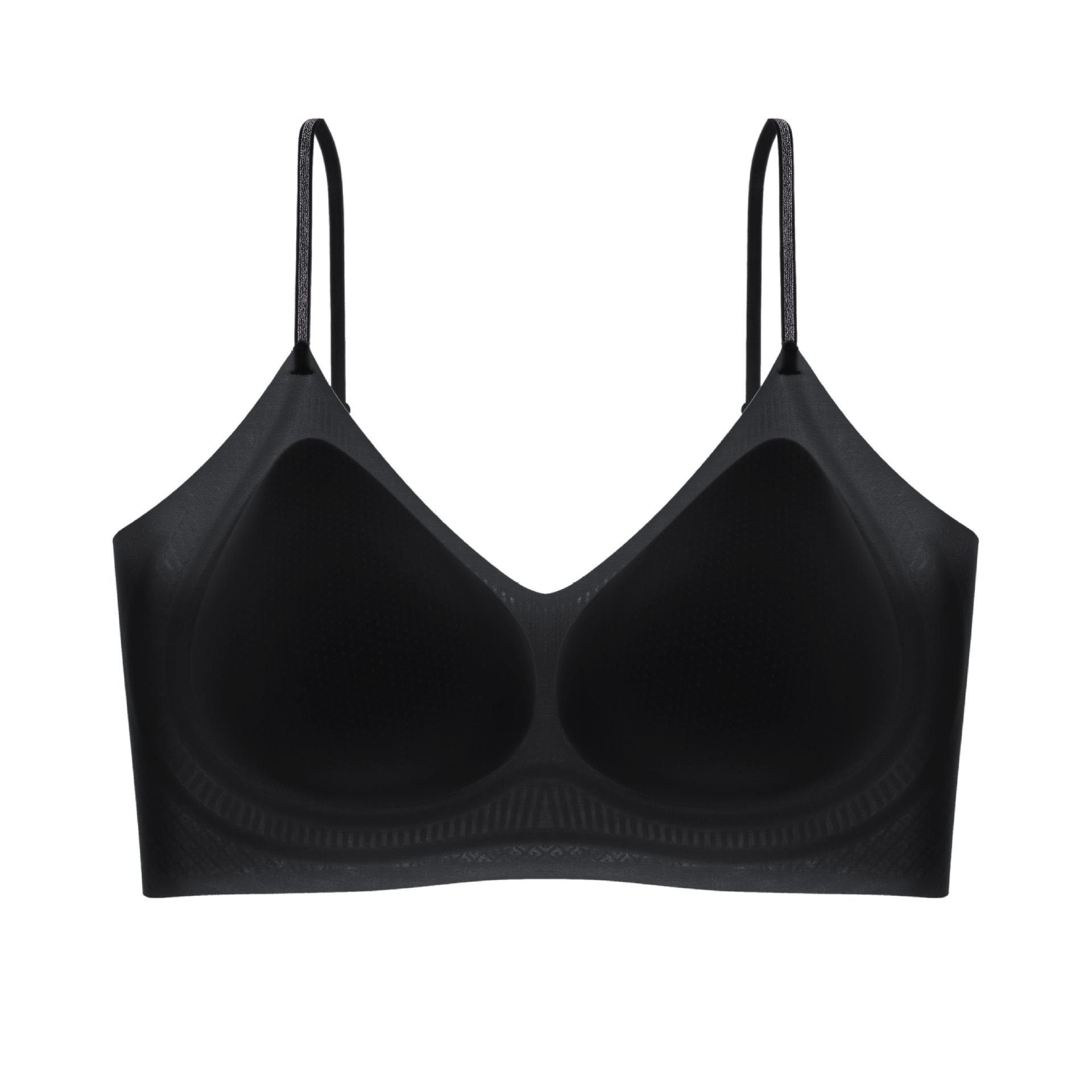 

Camellia fragrance ultra-thin and breathable small suspender without steel ring, thin shoulder strap, seamless bra, beautiful back Xl (recommended 65-75kg ) чорний