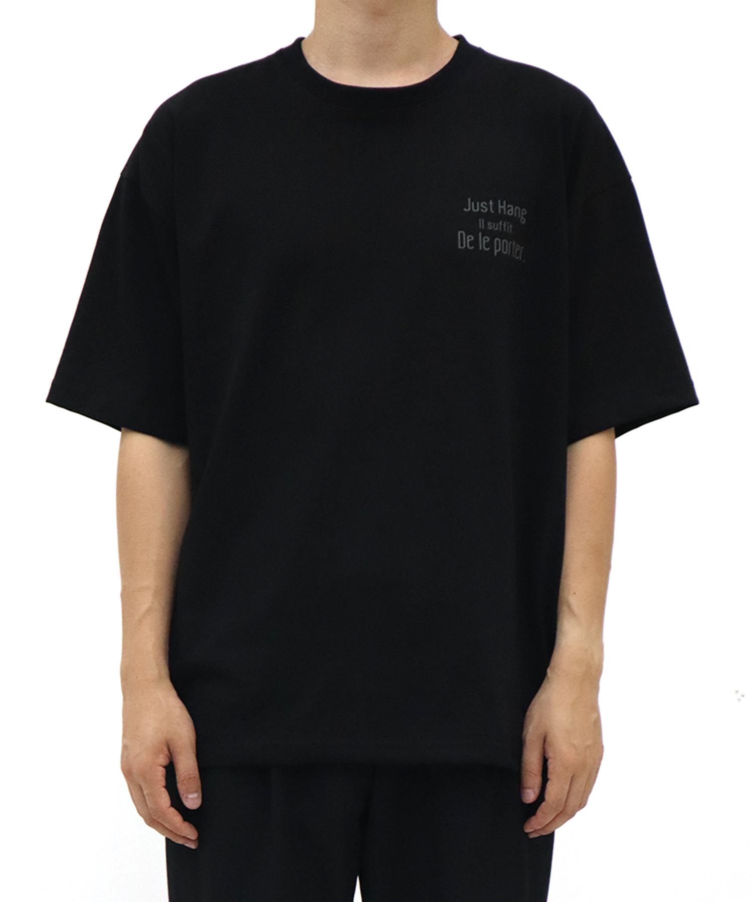 Just Haeng S2.Lm 001 Gray Logo Oversized Short Sleeve T-Shirt (Black) F