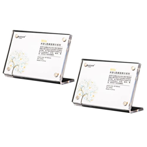 Heizi Card Display Case, L-Shaped, Set of 2, for Trading Postcards, Acrylic Frame, Screw-Down Magnet (Clear, Horizontal, A7 Trading Card Size)