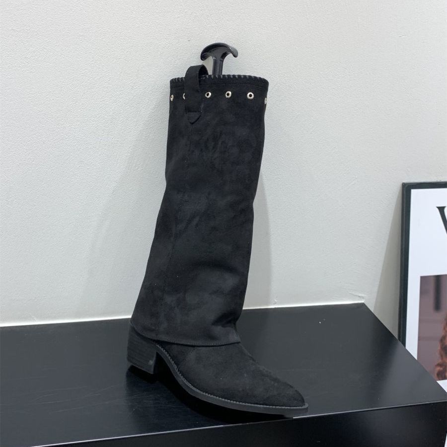 

Коричневые замшевые ботильоны на высоком каблуке с острым носком, женские ботинки, осень-зима 2025, новые западные облегающие ботинки 42