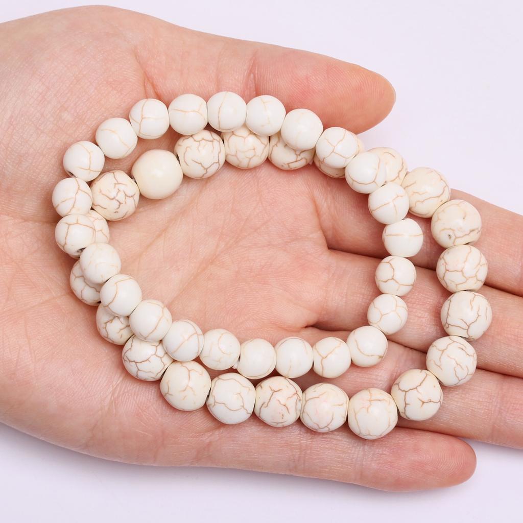 Hot Selliing High Quantity For DIY Loose Beads White Turquoises Earrings Pendants Necklace Bracelet 3-10mm About 20/30/40/50Pcs Natural Stone Round