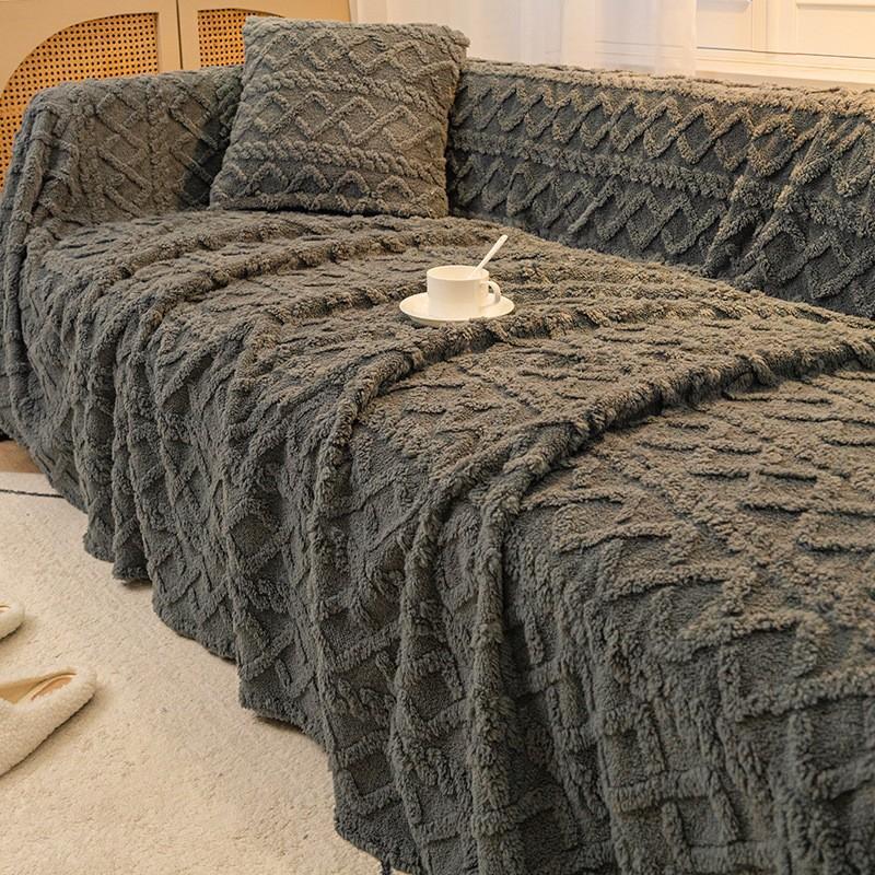 Korean Style Nap Blanket Sofa Cover Cloth Simple Modern Non-Slip Seat Cushions Winter Plush Cover Towel