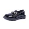 Black loafers women's 2025 new platform chain single shoes, black British style small leather shoes are in stock.