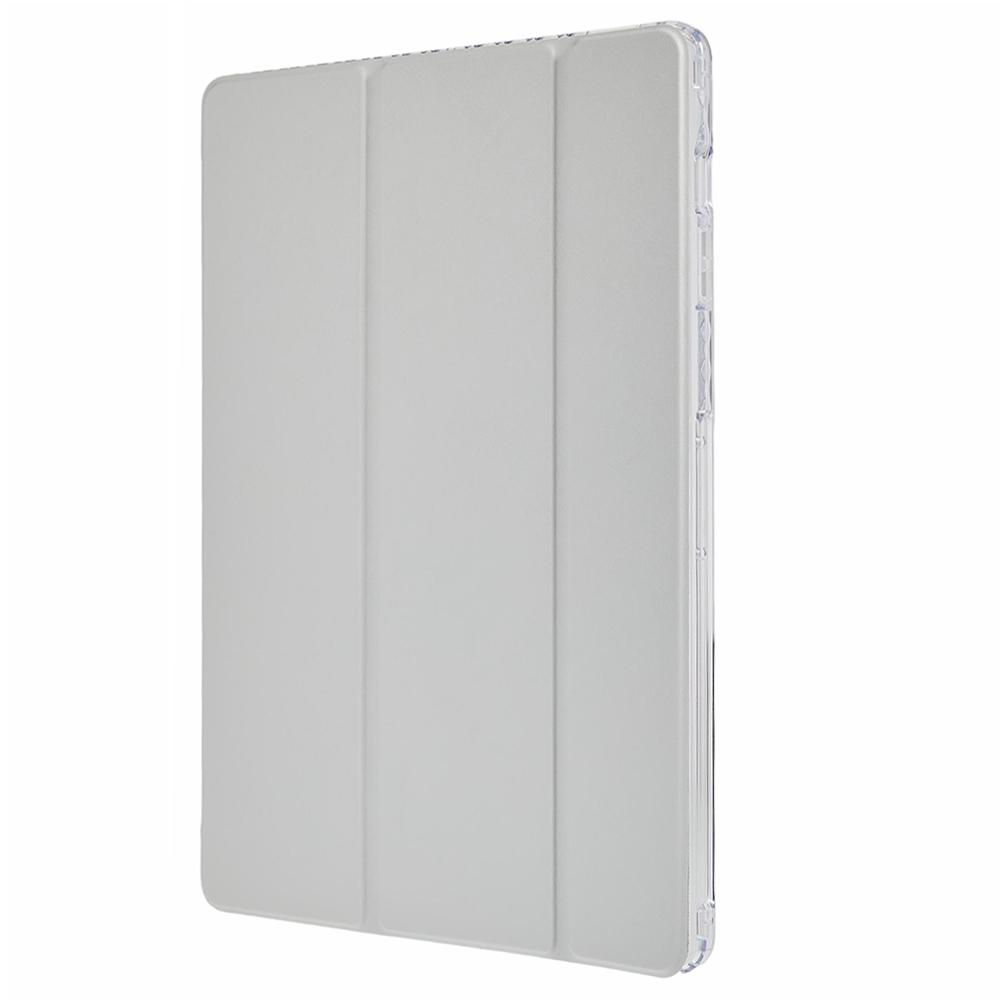 For Samsung Galaxy Tab S10 FE+ Case Tri-Fold Stand Leather + TPU + Acrylic Clear Back Tablet Cover