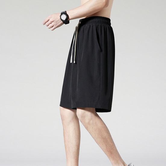 Men Shorts Elastic Waistband Drawstring Design Summer Sport Pants Ultra-Thin Ice Silk Fitness Short Pants