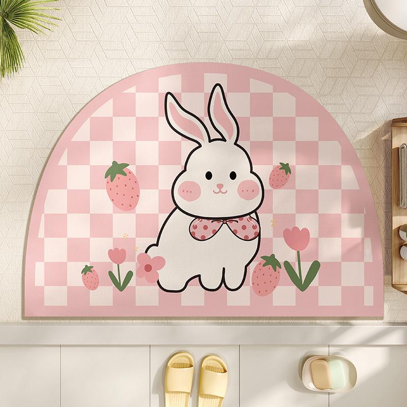 

Симпатичный мультяшный коврик для ванной комнаты специальной формы с диатомовой грязью, противоскользящий коврик для двери в туалет и душевую, впитывающий коврик для ванной комнаты 40 * 60cm