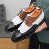 New Luxury Designer Men's Pointed Black With White Patchwork Dress Oxford Shoes Moccasins Wedding Prom Sapato Social Masculino