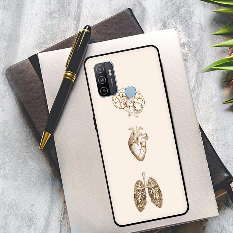 Medical Human Organs Heart Art Case For OPPO A94 A74 A54 A83 A91 A93 A15 A16 A52 A72 A5S A53S A5 A9 A31 A53 2020 Cover