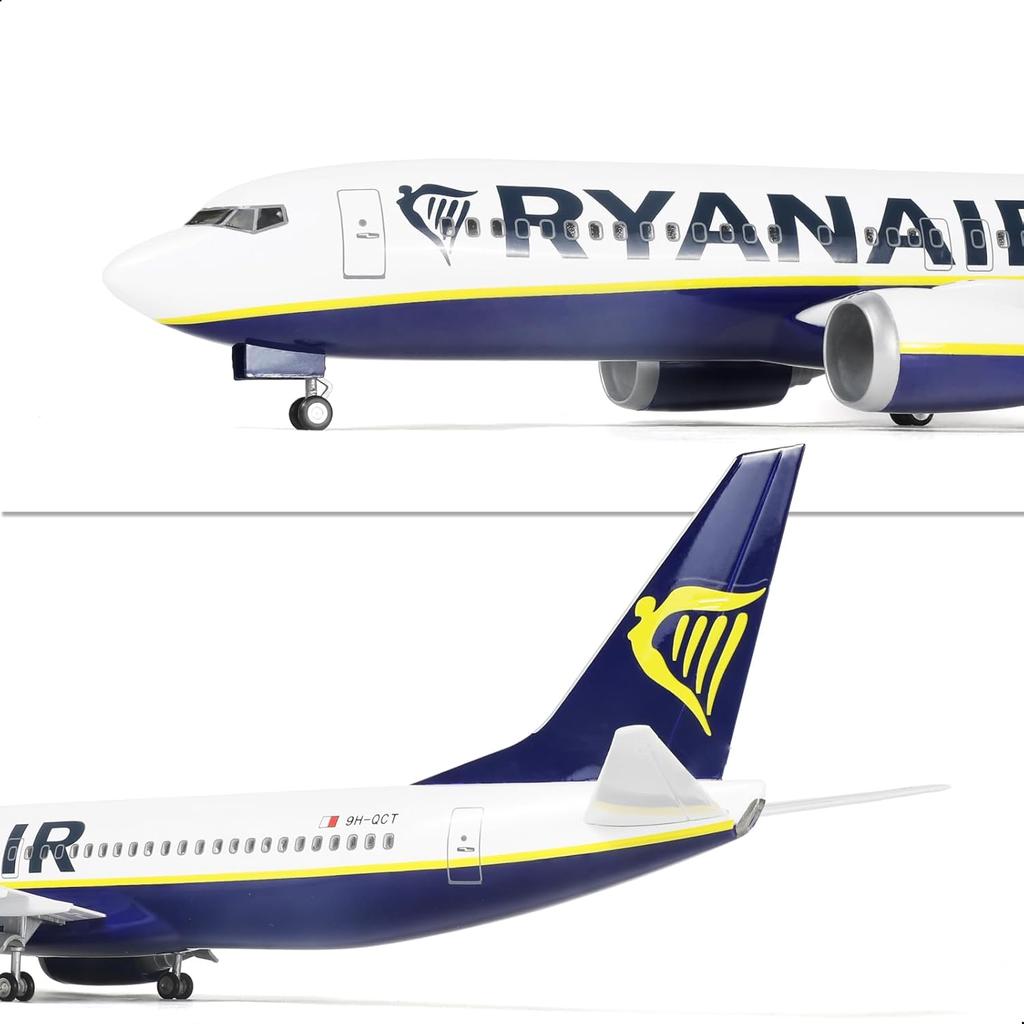 Air RYAN Aviation Airlines B737 1/85 Scale 47cm with Lights and Wheels Resin Aircraft Model Miniature Airplane Room Souvenir
