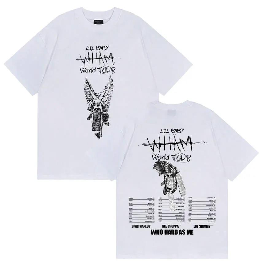Retro Oversized Tshirt Rapper Lil Baby Wham World Tour 2026 Print T Shirts Unisex's Women Gothic Hip Hop Punk Clothing T-shirt
