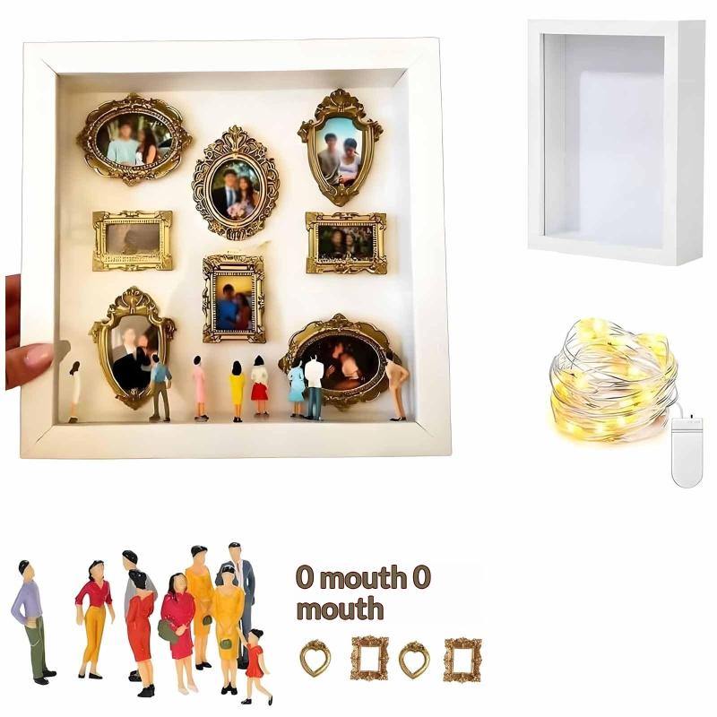 

DIY Mini Museum Photo Album Mini Museum Silhouette Box Stylish Creative Memory Display Kit With Miniature Statue And Gold Frame A1