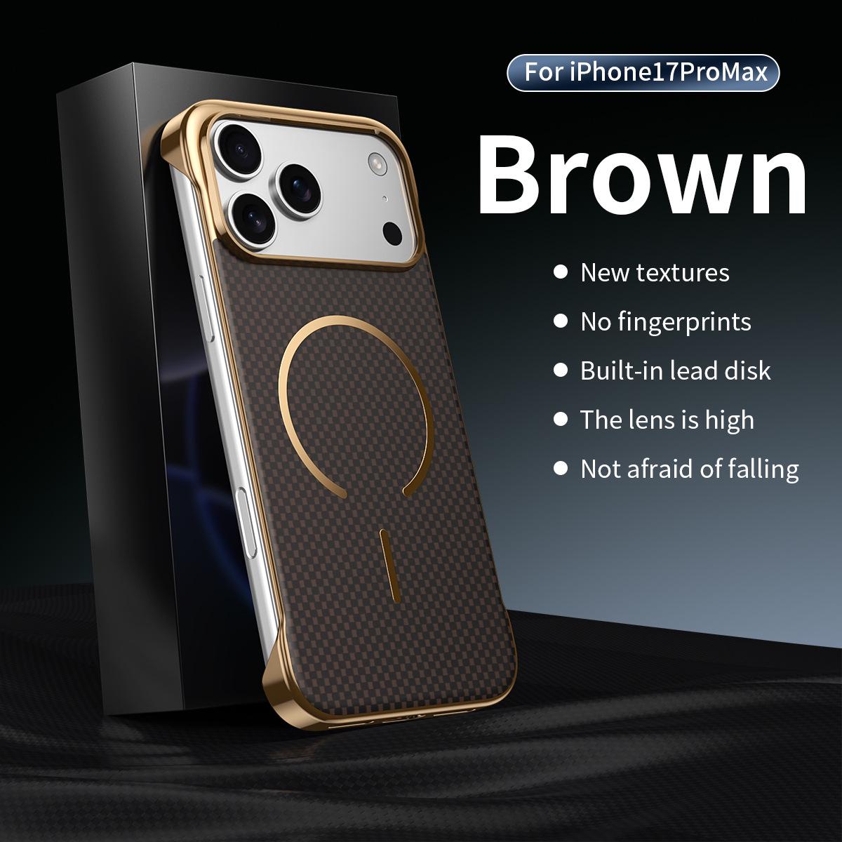 Premium Magnetic Frameless Case for Apple 17 Pro Max - High-Grade Light Luxury Fiber Protective Cover Apple 14