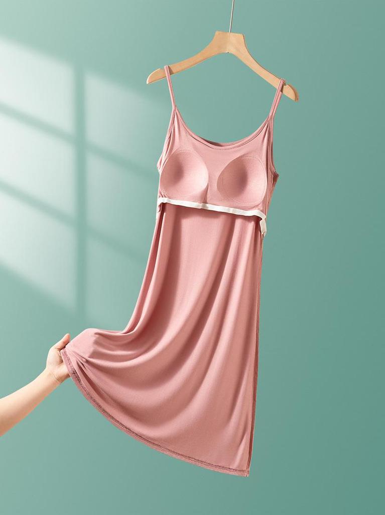 Modal Strappy Built-in Bra Summer Sleeveless Dress for Women 2025