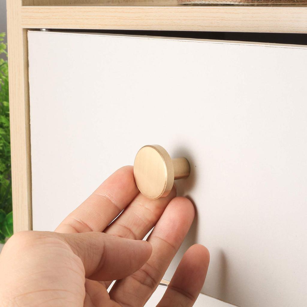 Round Cabinet Knobs, Gold Brass Drawer Knobs, Door Kitchen  Stainless Steel Single Hole Handle with Screws