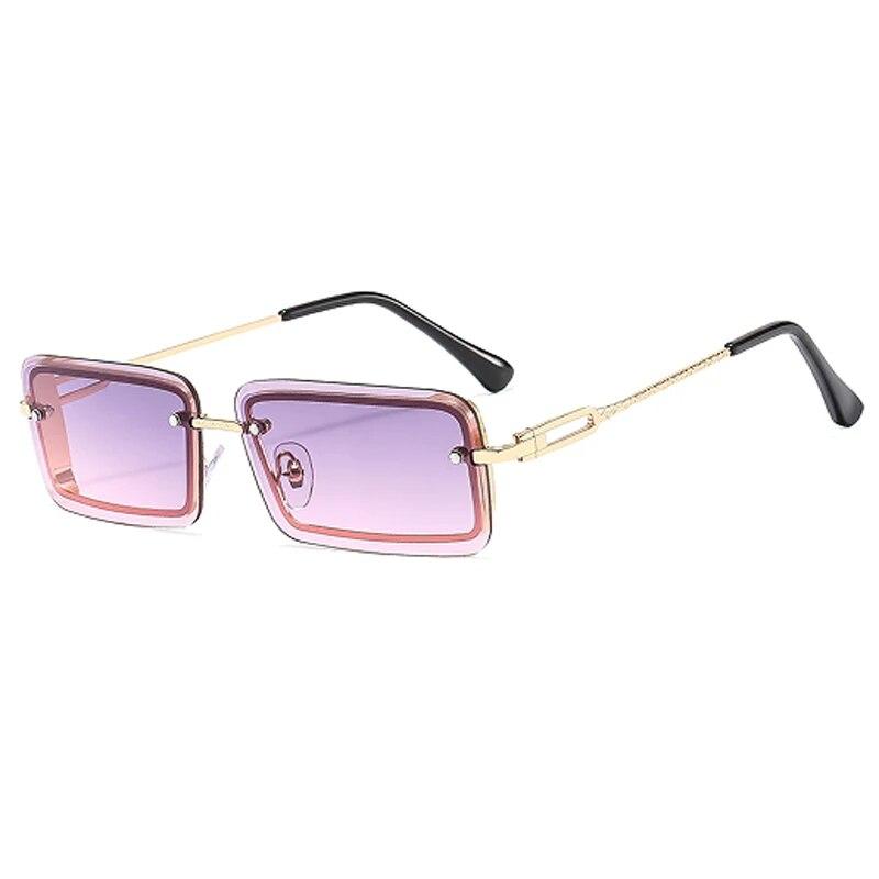 New Stylish Small Square Metallic Gradient Sunglasses For Men Women UV400 Protection Classic Design