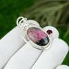 Mothers day Deal Natural Rhodonite Amethyst Sterling Silver Wife Pendant Jewelry