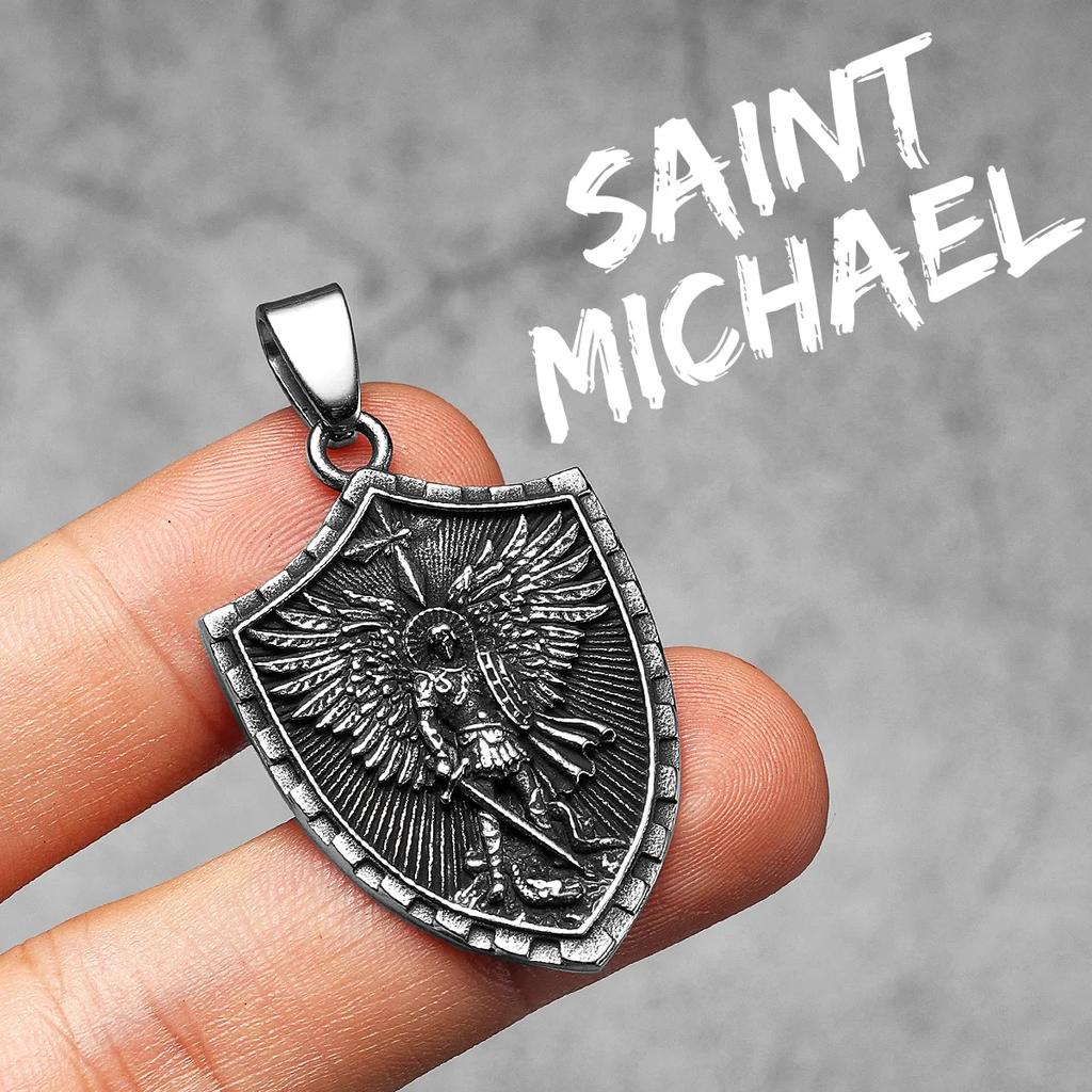 Angel St.Michael Guardian Amulet Men Necklaces Stainless Steel Pendants Chains Women Jewelry Vintage Accessories Gift
