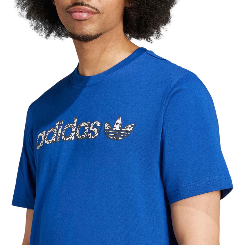Adidas Originals Graphics Fashion Simple Round Neck Pullover Short Sleeve T-Shirt Men Tops Dark-Blue IZ4832