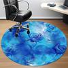 1pc Blue Roses Office Round Rug, Non-slip, Soft and Durable Office Rug for Interior Decoration, Perfect for Office, Beautiful Decoration Yy260324074