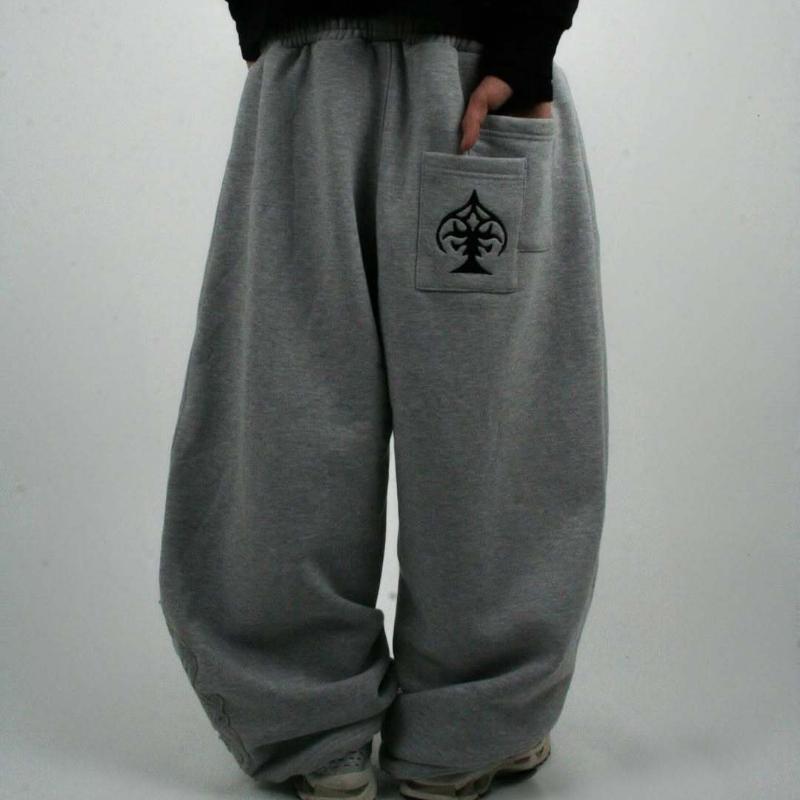 European and American Y2K Street Casual Double Waisted Embroidered Drawstring Design Sports Loose Fit Sweatpants