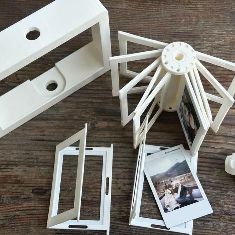 Photo Frame Rotating Photo Album 360 Degree Hand Crank Turning Ornaments Table Decoration 12-Card Holder For Home Fathers Day