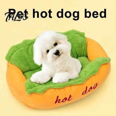 Cama para Mascotas Hot Dog, Suave y Acogedora Felpa con Alfombrilla Extraíble y Lavable, Cómodo Gato Lindo Bollo para Gatos Perros, Sofá Novedoso