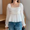 New ArrivalS Open Run Women S Sheer Puff Sleeve Shirred blouSe