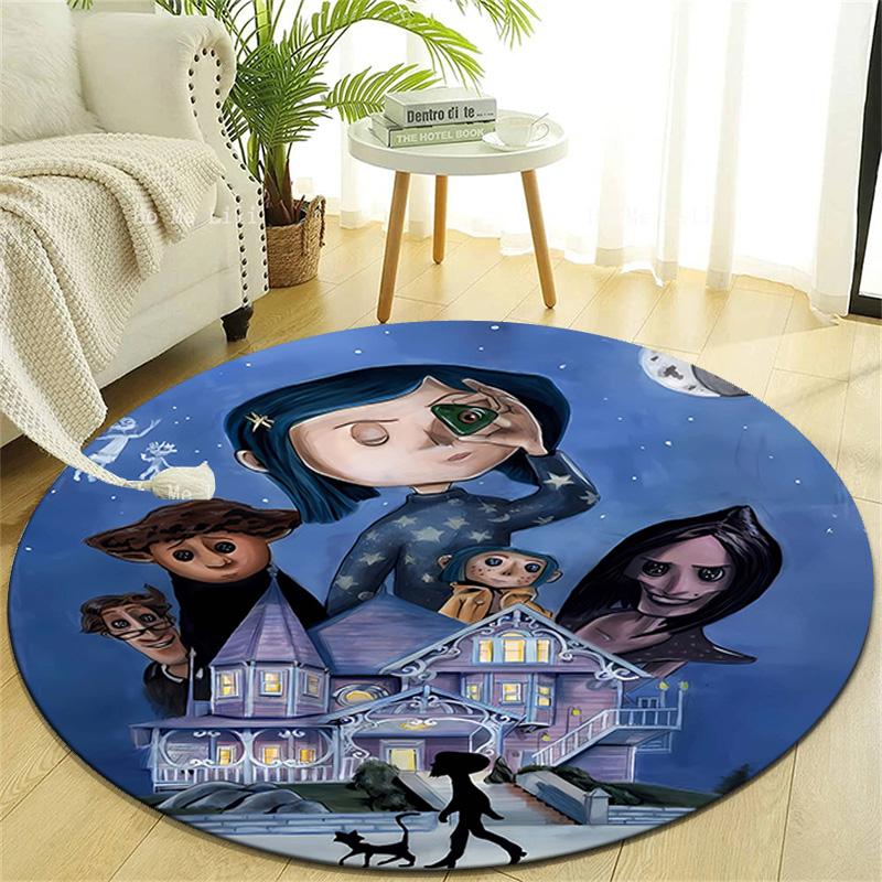 1pc Coraline (5) Design Printed Area Round Carpet for Bedroom Living Room Home Decor Rugs Mat Non Slip Mat Rug for Bedside