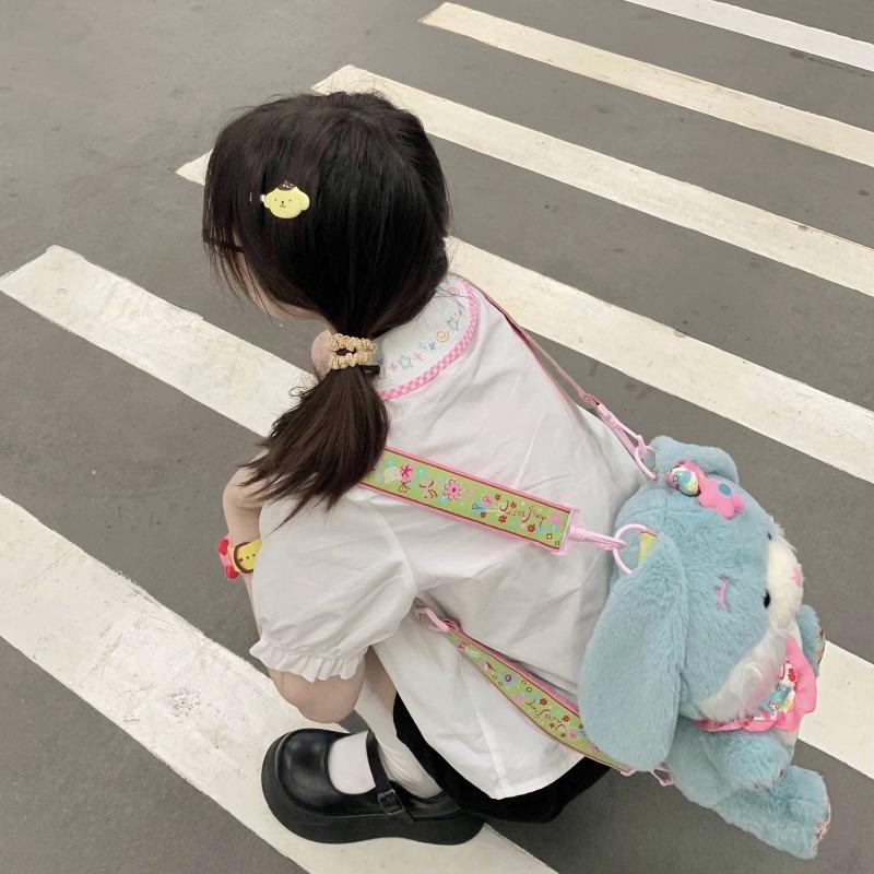 Japanese Sweet Kawaii Girl Preppy Shirt Doll Collar Embroidery White Blouse Women Cute Bow Tops Summer Short Sleeve Shirts New