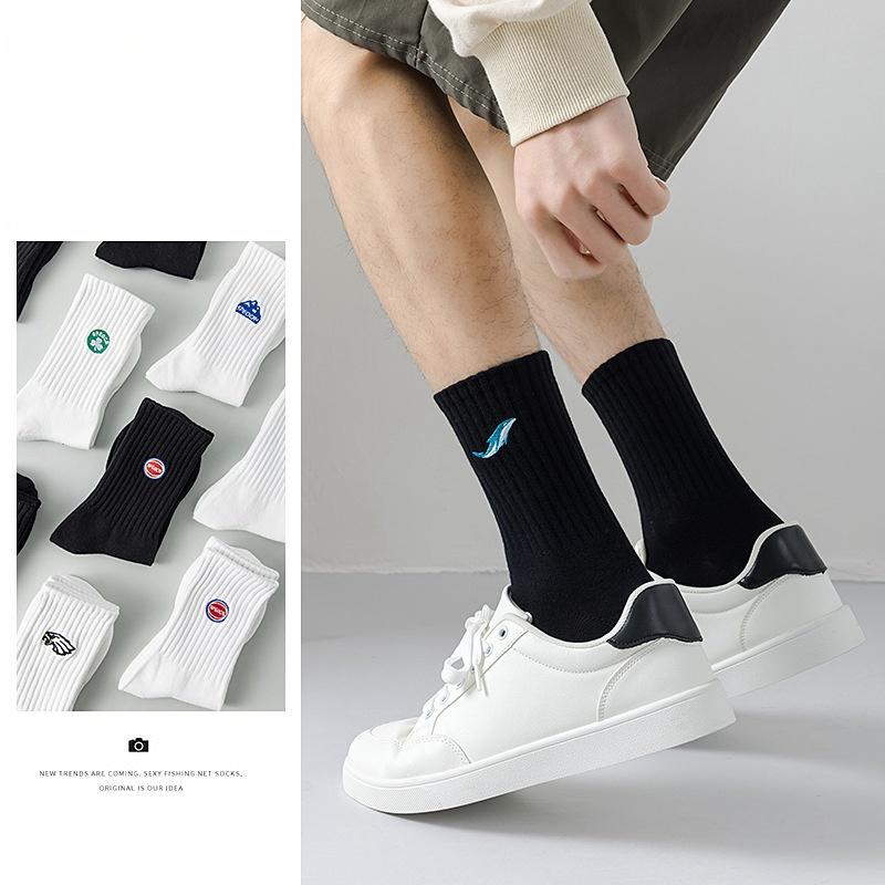 New Athletic Embroidered Socks for Men Basketball Cotton Crew Socks Fashion Women Men Sports Running Socks High Quality