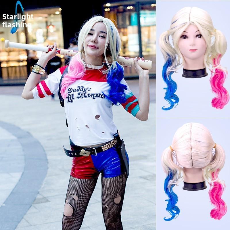 Suicide Squad Harley Quinn Cosplay Wig With Synthetic Fiber For Halloween Costume Parties